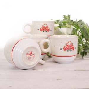 Vintage 1980 Noritake Epoch HOLIDAY JOY  Mug Set 4Pc 8200  Doll Christmas